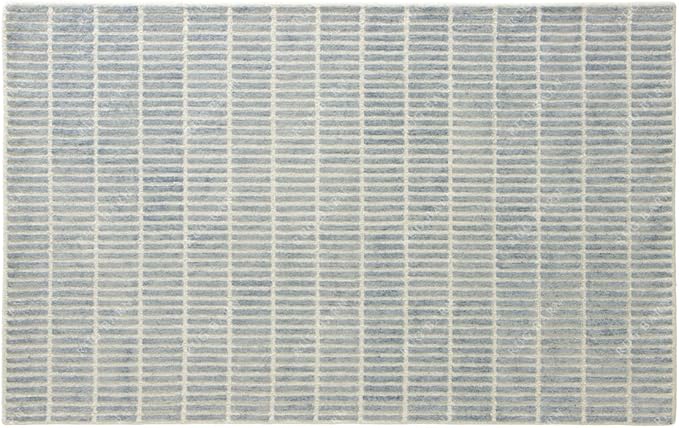 Capitola Hand-Tufted Wool Rug 8x10 Blue Coastal, Rustic Area Carpet for Bedroom Living Room, Textured Natural PB Style, Soft Wool Accent Mat