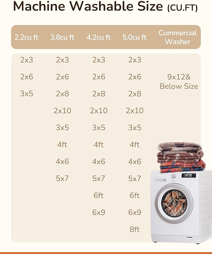 Area Rug 6x9 Rug Machine Washable Non-Slip Low Pile Print Pattern Western Rug Fall Rug for Living Room Bedroom Entryway Tribal Series -Orange/Brown