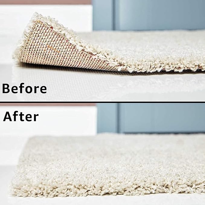 Ledgebay Rug Pad Grippers for Area Rugs - Multi Pack Reusable, No Skid, Washable, Anti-Slip, Rug Pad Gripper for Hardwood Floors and Tile with Double-Sided, Self Adhesive to Keep Area Rugs Flat (4)