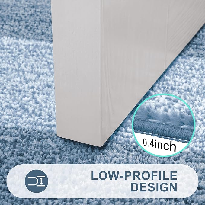 Kitinjoy Indoor Outdoor Door Mat, 47x20 Non-Slip Absorbent Dirt Trapper, Low-Profile Washable Inside Entrance Front Floor Mat, Sturdy Soft Entry Doormats for Entryway, Light Blue