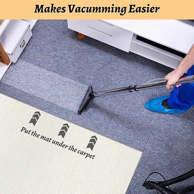 8 x10 Ft Non Slip Rug Pad Gripper for Hardwood Floors White Carpet Padding 8x10 Rug Pad Non Slip for Hardwood Rug Mats for Under Rugs 8x10 Anti Slip Rug Padding, Provide Protection and Cushion