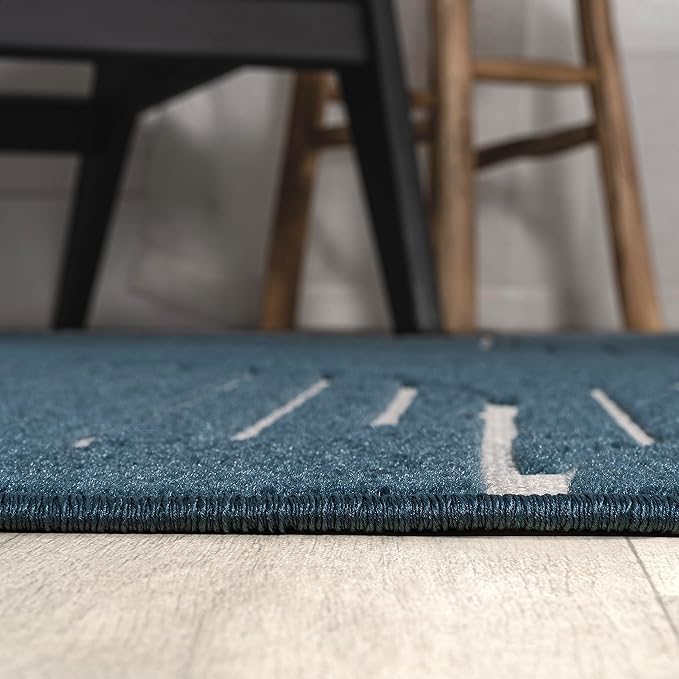 JONATHAN Y Nordby High-Low Arch Striped Navy/Cream Indoor/Outdoor Area Rug, 5x8, Contemporary, Bohemian, Transitional for Bedroom,Kitchen,Living Room,Non Shedding,Easy-Washing (SCN104A-5)