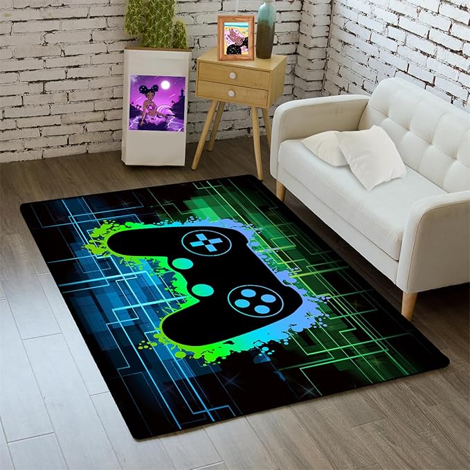 BATATADOCE Video Game Rugs for Kids Bedroom Gamer Rugs for Game Room Gaming Decor for Boys Gamer Area Rug for Playrooms,and Gaming Spaces,2'×3'