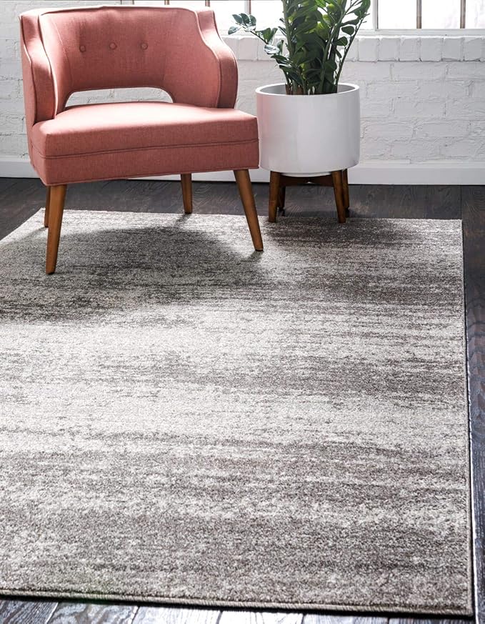 Unique Loom Del Mar Collection Area Rug - Lucille (6' 1" x 9' Rectangle, Gray/ Ivory)