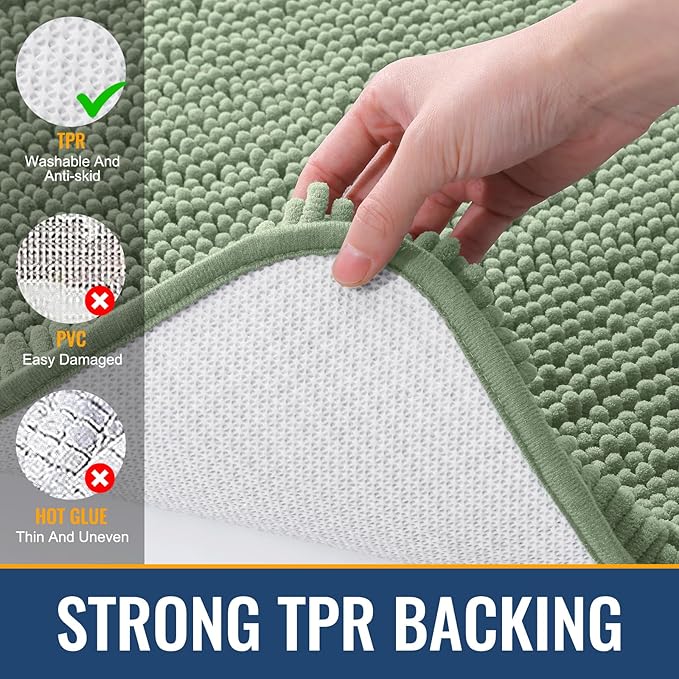 Arotive Bathroom Toilet Rugs U Shaped 20x20, Extra Soft Absorbent Shaggy Chenille Contour Bath Rugs for Toilet, Machine Washable Non-Slip Contoured Bath Mats, Sage Green