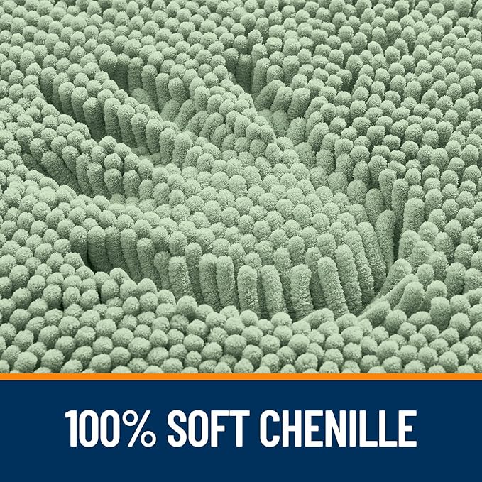 OLANLY Bathroom Rugs Sets 2 Piece, Soft Absorbent Chenille Bath Mats Area Rug Set, Non-Slip, Quick Dry, Machine Washable Bath Mats for Bathroom, Home Decor Accessories (30"x20"+24"x16", Sage Green)