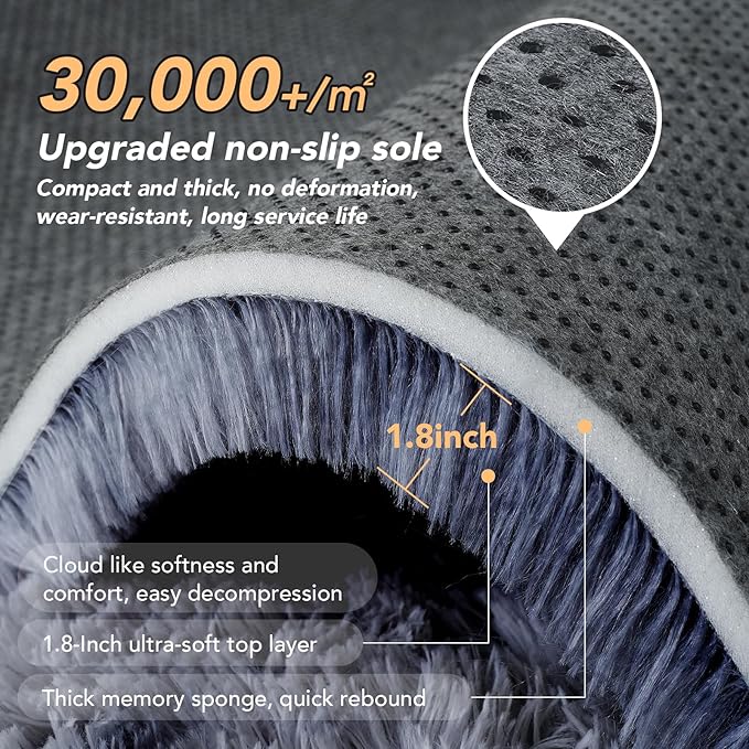 Grey Rugs for Living Room: 10x14 Large Shag Area Rugs for Living Room- Large Shag Rugs- Tie-Dyed Dark Grey Shaggy Big Mordern Indoor Carpets for Bedroom, (Tie-Dyed Dark Grey, 10x14)