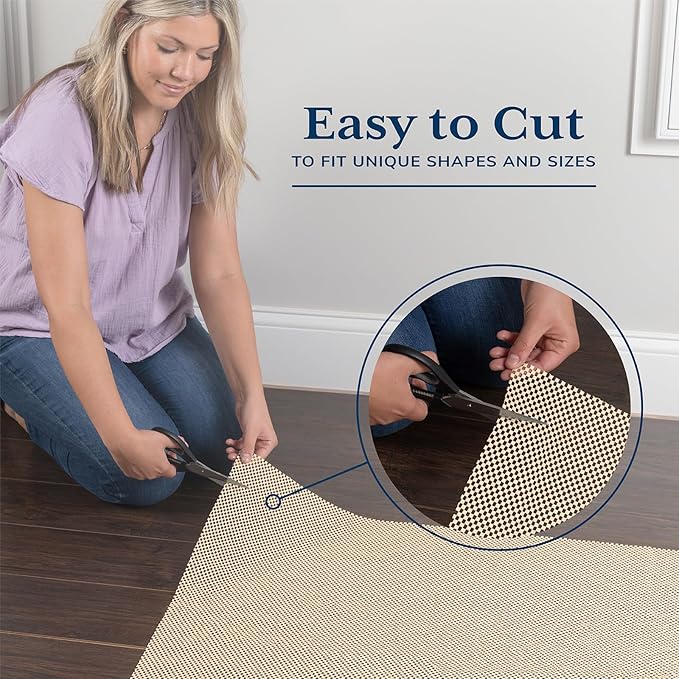 Veken 5x7 Ft Rug Pad Gripper for Hardwood Floors, Non Slip Khaki Rug Pads for Area Rugs, Thick Rug Grippers for Tile Floors, Under Carpet Anti Skid Mat, Keep Your Rugs Safe and in Place