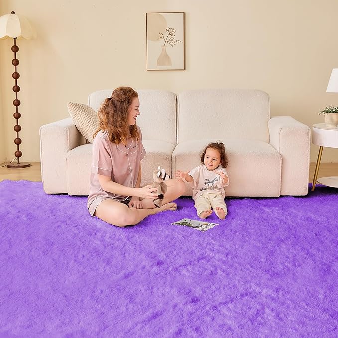 OPPODREAM 6x9 Light Purple Rugs for Bedroom, Ultra-Soft Fluffy Area Rugs for Living Room, 6 x 9 Shag Carpet for Nursery, Kids, Girl, Boy, Baby, Plush, Fuzzy, Shaggy, Cute Home Decor