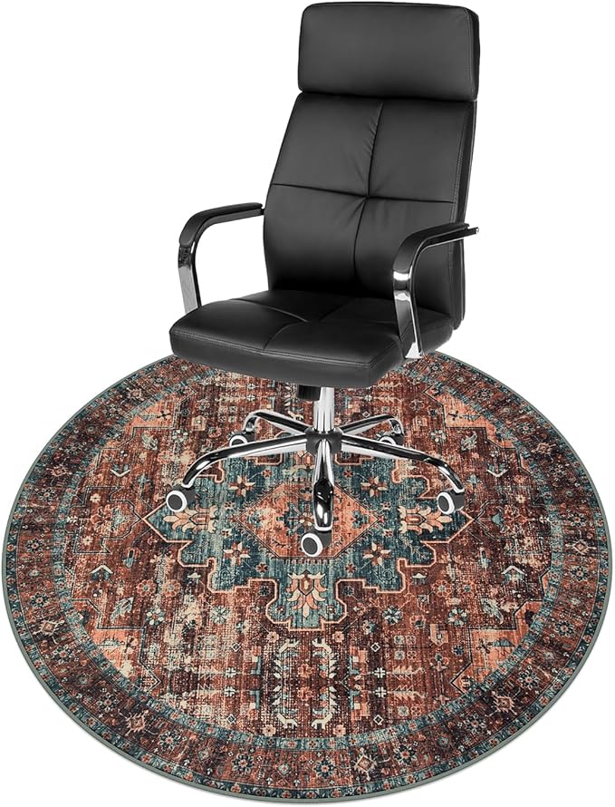 Anidaroel 47" Round Chair Mat for Hardwood Floor/Tile Floor, Desk Chair Mats for Hard Floors, Under Desk Rug Protector for Rolling Chair, Computer Gaming Chair Mat, Low Pile Carpet Floor Mat