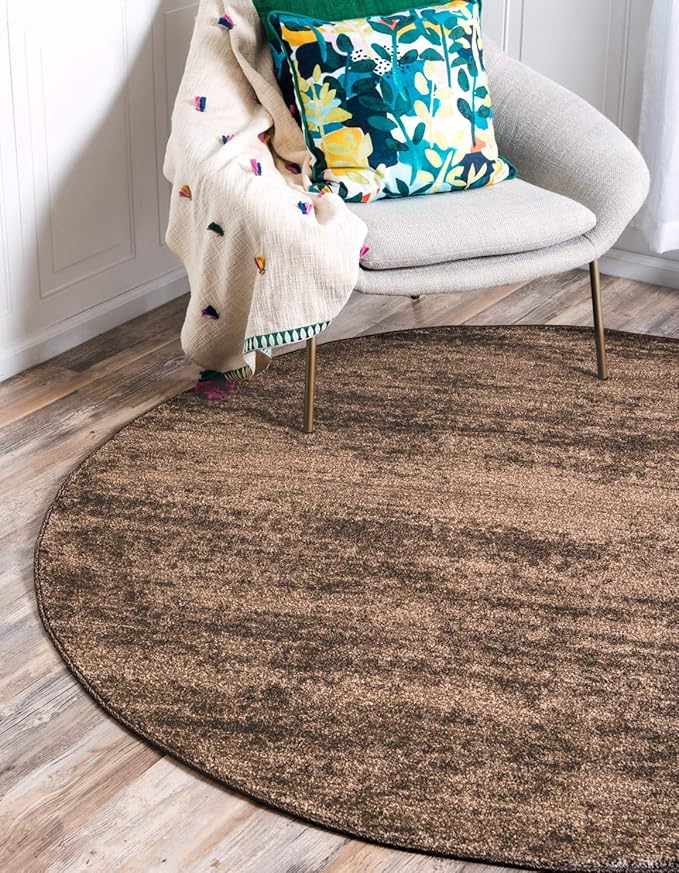 Unique Loom Del Mar Collection Area Rug - Lucille (6' 1" Round, Brown/ Ivory)