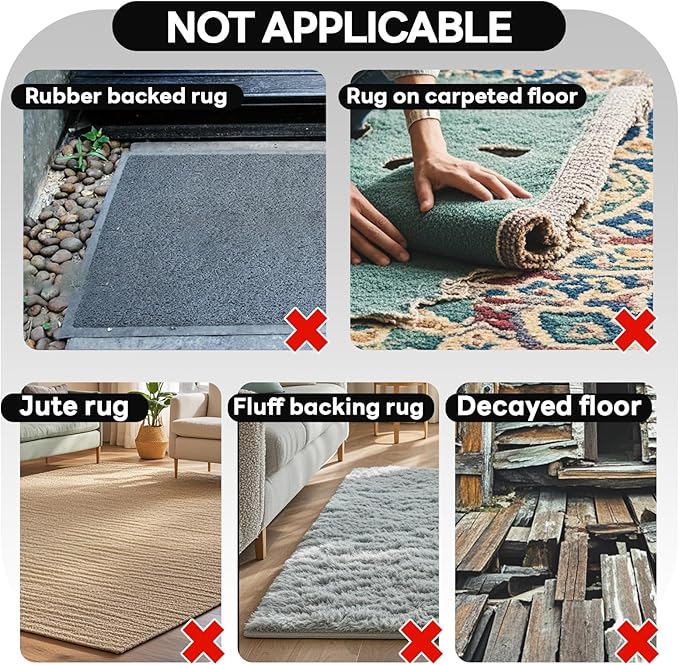 Rug Non Slip Grippers, 2 x 5 Inch Reusable Carpet Grippers Rug Tape for Hardwood Floors and Tiles, Removable and No Residue on Floor (8)