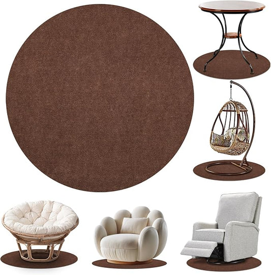 Round Recliner Pads for Hardwood Floors, Non Slip Recliner Grippers, Furniture Pads Floor Mats for Carpet, Anti Slide Office Chair Mat for Floor Protector, 30"x30" (1 Pack Brown)