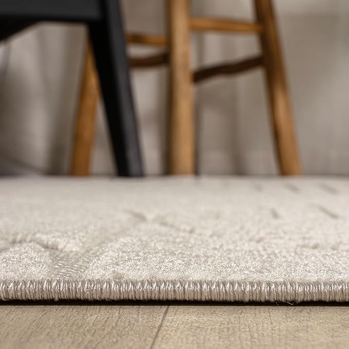 JONATHAN Y Nordby High-Low Arch Striped Ivory/Cream Indoor/Outdoor Runner Rug, 2x8, Modern, Contemporary, Geometric, Bohemian,Bedroom,Kitchen,Living Room,Non Shedding (SCN104B-28)