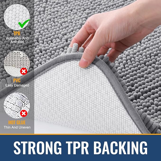 Arotive Bathroom Rugs Round 30x30, Extra Soft Absorbent Shaggy Chenille Bath Rugs, Machine Washable Rubber Backing Non-Slip Bath Mats for Bathroom Floor Tub and Shower, Home Decor Accessories, Grey