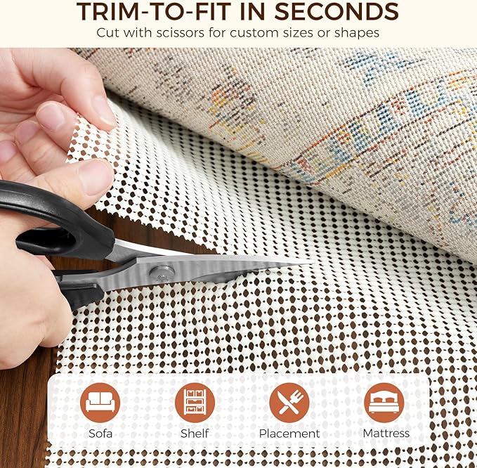 BAGAIL BASICS 2.5 x 9 FT Rug Pad Gripper for Hardwood Floors, Non Slip Rug Pads for Area Rugs, Extra Thick Under Rug Padding, Protect Your Rugs & Floors