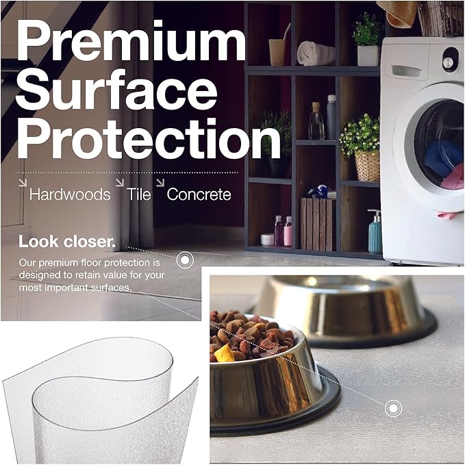 Clear Hard Floor Runner, USA Made, Safe, 30 x 120 Inch, 2mm Thick Clear Vinyl, Clear Floor Covering for Mudroom Doorway Floor, Plastic Hall Runner for Corridor Flooring