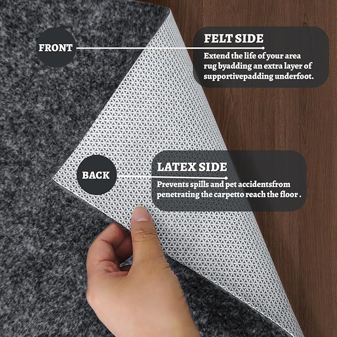 100% Waterproof Rug pad, 4x6 ft Area Rug Non-Slip Rug Pads, 1/4" Thick Carpet Pads for All Floors and finishes, Felt pad for Hardwood Floors, Keep Carpets in Place Soft and Secure