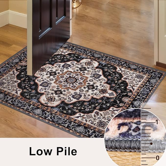 Ciicool Area Rug 5x7ft Washable Rugs for Living Room Non-Slip Indoor Rugs Large Low-Pile Mat Floor Carpet Vintage Rug for Bedroom Dinning Foyer Decor