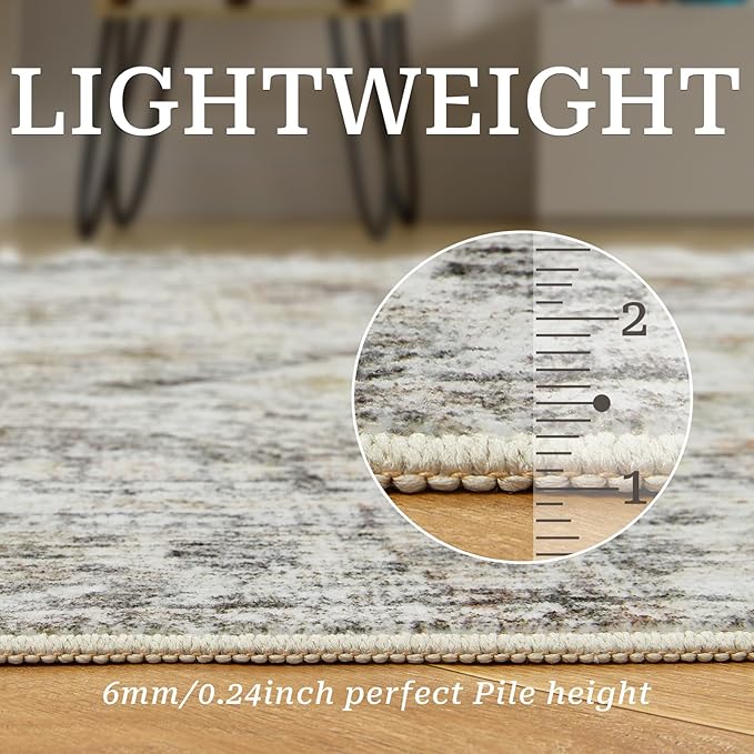2x3 Washable Rug Runner for Bathroom, Soft Entryway Rug for Laundry Room, Kitchen, Vintage Abstract Hallway Runner for Bedroom, Anti-Slip Door Mat Indoor Entrance(2'x3', Grey/Rust)