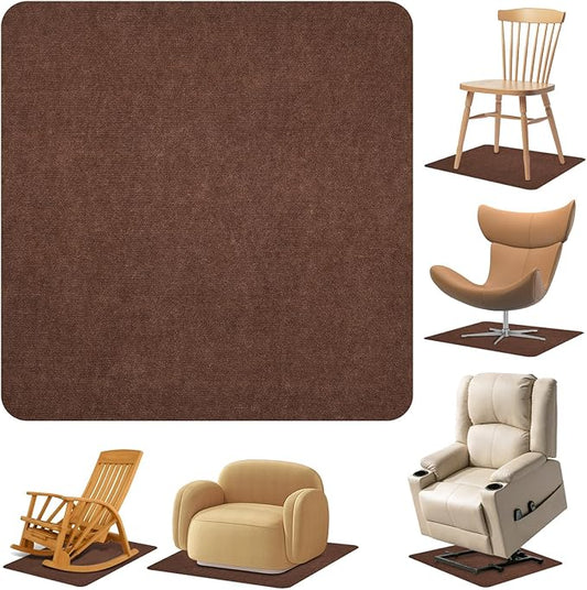Recliner Pads for Hardwood Floors, Non Slip Recliner Grippers, Furniture Pads Floor Mats for Carpet, Anti Slide Office Chair Mat for Floor Protector, 40"x40" (1 Pack Brown)