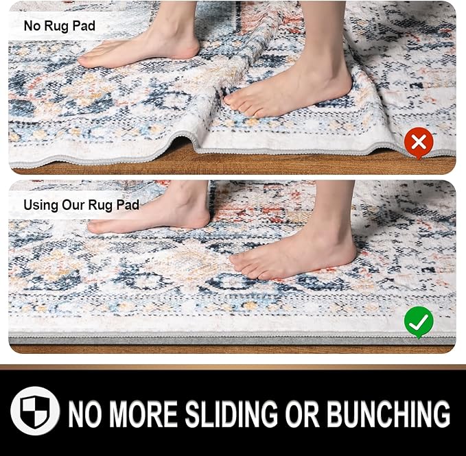 TREETONE Felt and Rubber Backing Rug Pads 1/8” Thick, 2 x 3 Ft Non Slip Carpet Gripper Keep Rugs in Place, Under Area Rug Protective Cushioned Pads, Carpet Padding, Hardwood Floors Protection