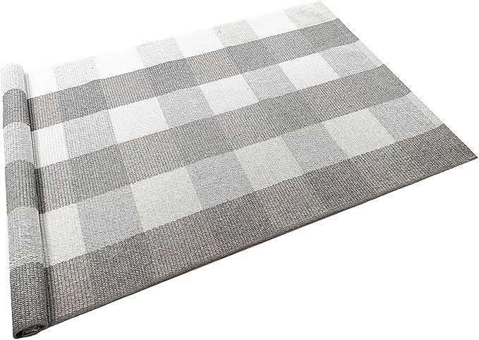 LEVINIS Buffalo Check Rug -Grey and White Plaid Door Mat Outdoor - Farmhouse Rugs for Front Porch/Kitchen/Bathroom- Large Layered Welcome Doormats, 59''x35.4''