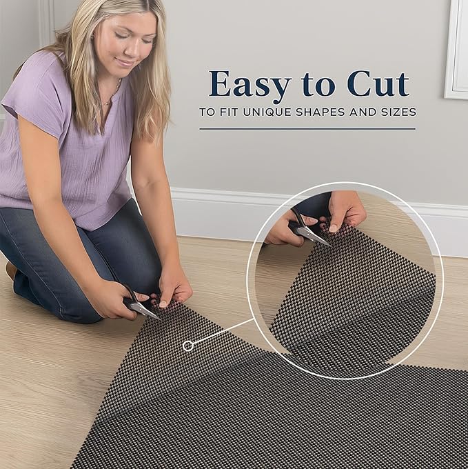 Veken 3x5 Ft Rug Pad Gripper for Hardwood Floors, Non Slip Black Rug Pads for Area Rugs, Thick Rug Grippers for Tile Floors, Under Carpet Anti Skid Mat, Keep Your Rugs Safe and in Place