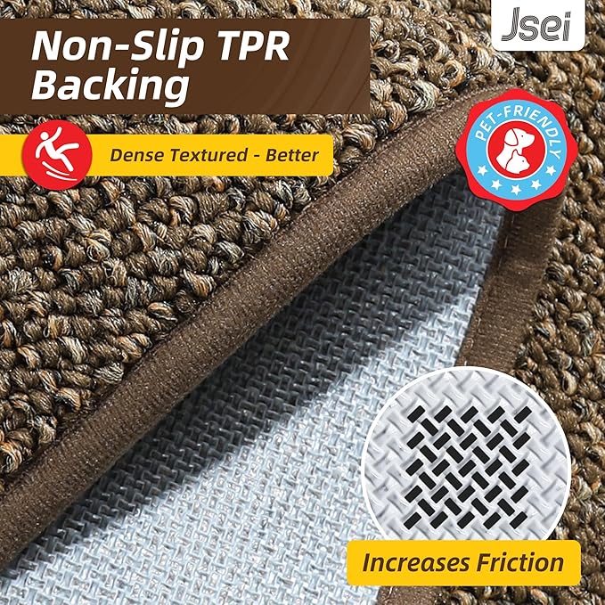 JSEI Dirt Trapper Door Mat 32"x48" Non-Slip Washable Entrance Mat, Dog Doormats, Absorbent & Fade-Resistant Floor Mats, Low Profile Welcome Mats for Entryway, Front Door, and Inside Entrance, Brwon