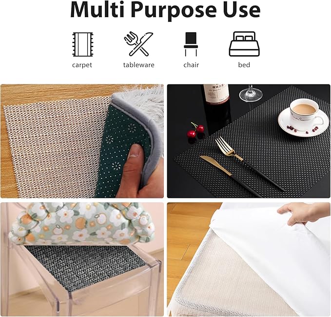 Non Slip Rug Pads for Hardwood Floors, 3x5 Rug Pad Gripper for Area Rugs, Under Carpet Anti Skid Mat, Beige, Keep Your Rugs Safe and in Place