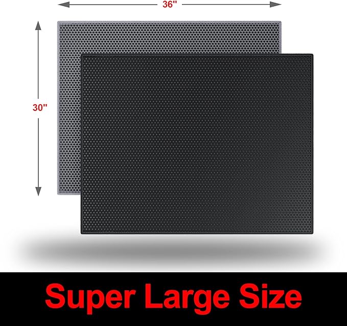 Cat Litter Box Mat: 36"x 30" Waterproof Kitty Cat Litter Trapping Mat, Easy-clean Double-layer Scatter Control Pad Rug (Grey)