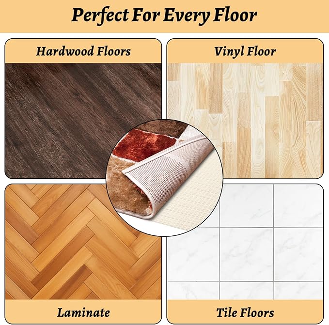 8 x10 Ft Non Slip Rug Pad Gripper for Hardwood Floors White Carpet Padding 8x10 Rug Pad Non Slip for Hardwood Rug Mats for Under Rugs 8x10 Anti Slip Rug Padding, Provide Protection and Cushion