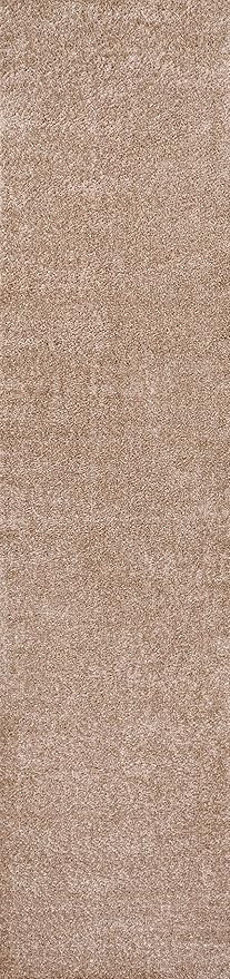 Eyely UES100G-212 Supersoft Haze Solid Low-Pile Indoor Runner Rug, Coastal, Bohemian, Minimalist, Classic, Casual for Bedroom,Kitchen,Living Room,Non Shedding,Easy-Washing, Beige, 2 X 12