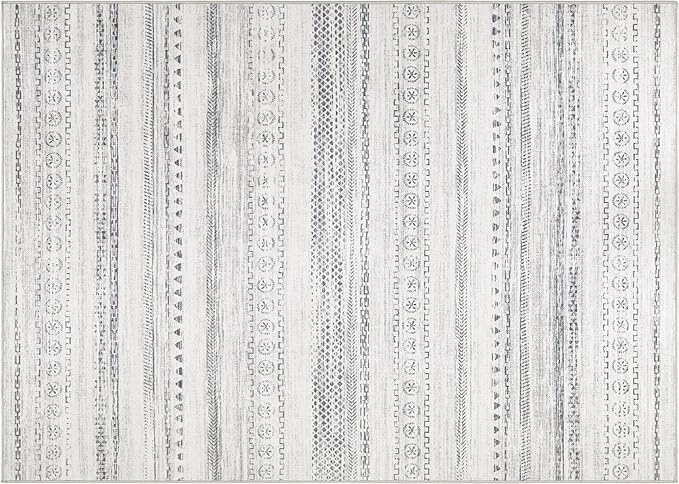 Area Rug Living Room Rugs - 10X14 Washable Boho Farmhouse Bohemian Neutral Large Moroccan Geometric Soft No Slip Indoor Thin Floor Carpet for Bedroom Under Dining Table Home Office -Grey
