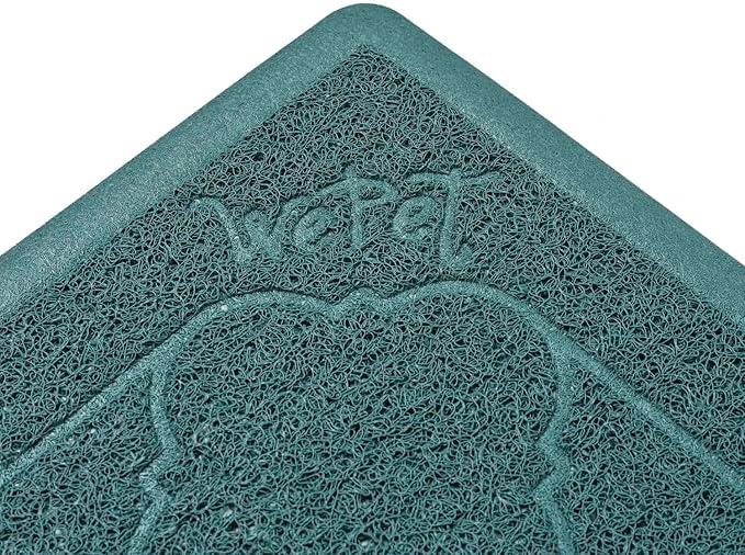 WePet Cat Litter Box Mat, Kitty Premium PVC Pad, Durable Trapping Rug, Phthalate Free, Urine-Resistant, Scatter Control, XXL 47 x 36 Inch, Celadon Green