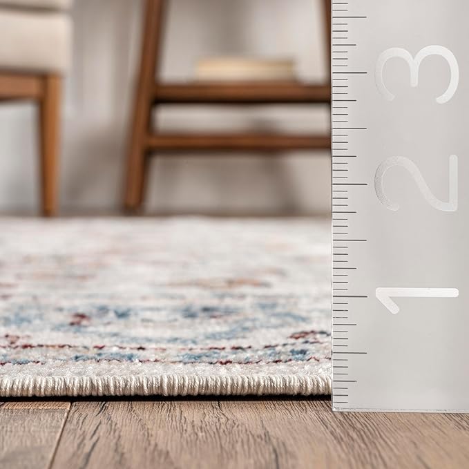 nuLOOM SpinClean Cady Beige/Ivory, 3' x 5', Vintage Oriental, Soft and Cozy, High Traffic, Stain Resistant, Easy Clean, Durable, Machine Washable Runner for Bedroom, Living Room, Dining, Foyer