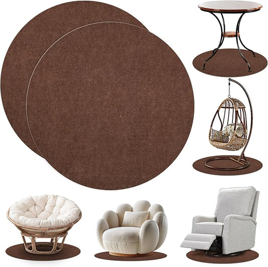Round Recliner Pads for Hardwood Floors, Non Slip Recliner Grippers, Furniture Pads Floor Mats for Carpet, Anti Slide Office Chair Mat for Floor Protector, 30"x30" (2 Pack Brown)