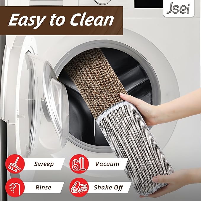 JSEI Dirt Trapper Door Mat 24"x60" Non-Slip Washable Entrance Mat, Dog Doormats, Absorbent & Fade-Resistant Floor Mats, Low Profile Welcome Mats for Entryway, Front Door, and Inside Entrance, Taupe