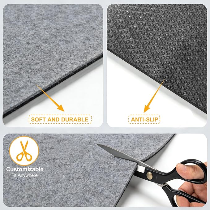 Non Slip Felt Rubber Rug Pad, Thick Felt Rug Pads for Hardwood Floors, Under Area Rugs Protective Cushion Pads for Carpet, Felt and Rubber Underpad for Home Place Surface Safe (Grey, 6' x 9')