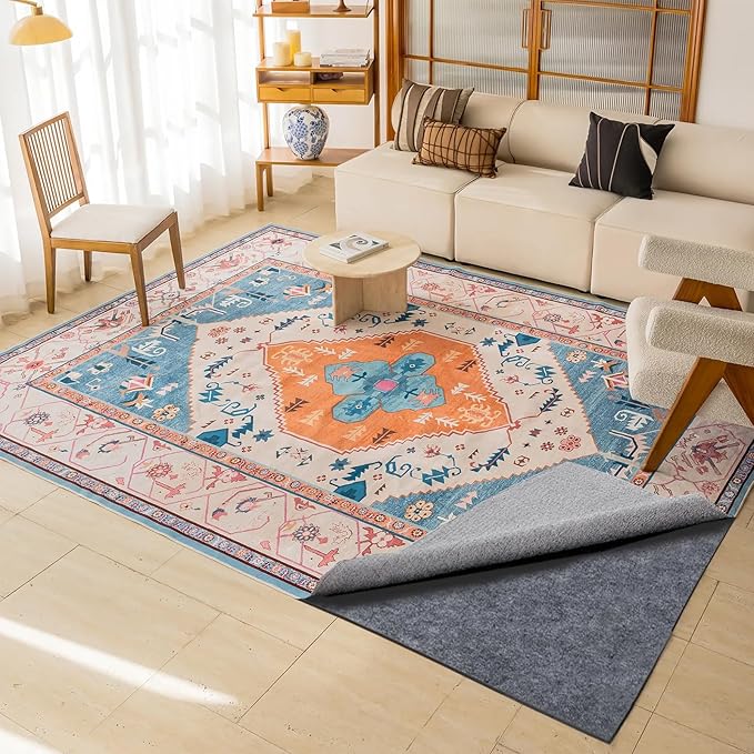 Felt and Rubber Rug Pads 5x7 ft, 1/8" Thick Non Slip Rug Pad Gripper, Carpet Pads for All Floors and Finishes, Protective Cushioned Pads for Hardwood Floors, Keeps Carpets in Place Soft and Secure