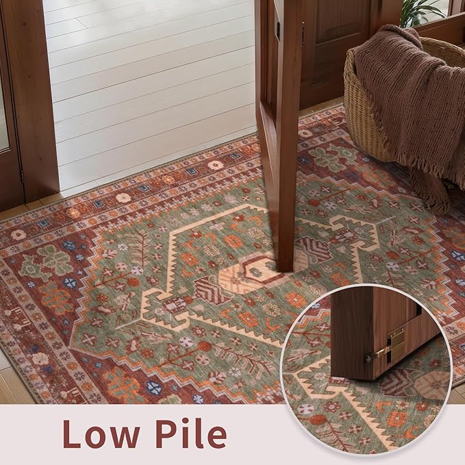 Ciicool Washable 5x7ft Rugs for Living Room Non-Slip Indoor Area Rug Large Low-Pile Mat Floor Carpet Vintage Rug for Bedroom Dinning Foyer Decor