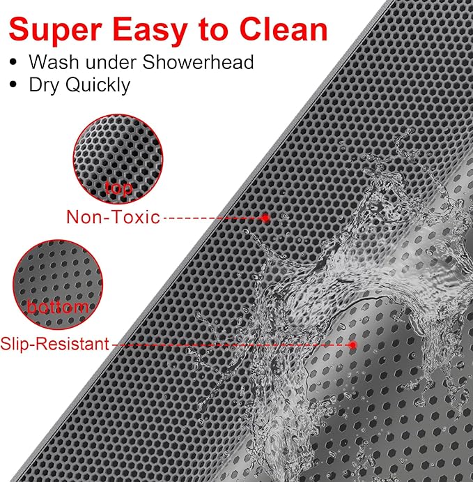 Cat Litter Box Mat: 36"x 30" Waterproof Kitty Cat Litter Trapping Mat, Easy-clean Double-layer Scatter Control Pad Rug (Grey)