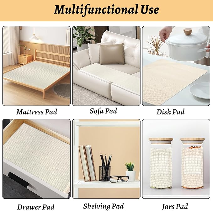 8 x10 Ft Non Slip Rug Pad Gripper for Hardwood Floors White Carpet Padding 8x10 Rug Pad Non Slip for Hardwood Rug Mats for Under Rugs 8x10 Anti Slip Rug Padding, Provide Protection and Cushion
