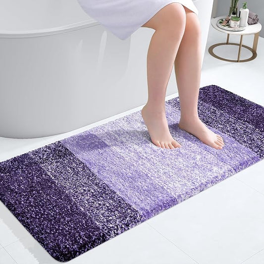 OLANLY Bathroom Runner Rugs 47x20, Extra Soft Absorbent Microfiber Bath Rugs, Rubber Backing, Quick Dry, Machine Washable Bath Mats for Bathroom Floor, Tub and Shower, Home Decor Accessories, Violet