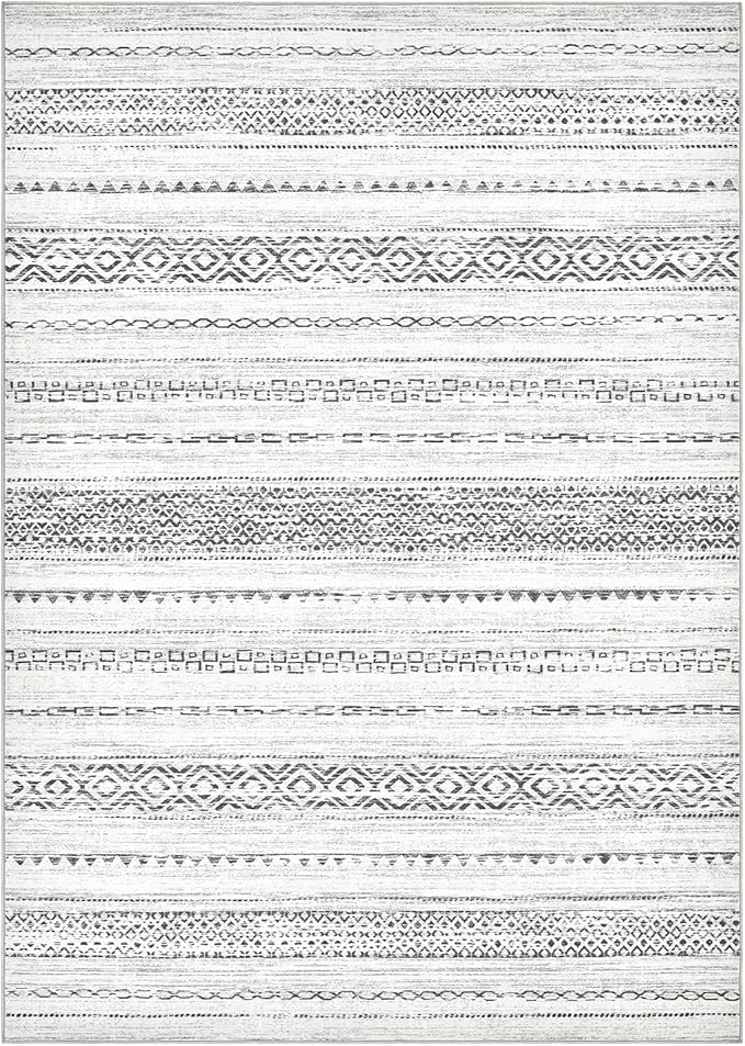 Area Rug Living Room Rugs - 2X3 Washable Boho Farmhouse Bohemian Neutral Large Moroccan Geometric Soft No Slip Indoor Thin Floor Carpet for Bedroom Under Dining Table Home Office - Grey