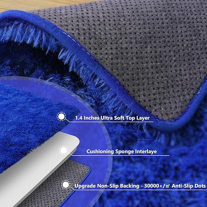 8x10 Area Rugs for Living Room, Blue Large Fluffy Shag Rug for Bedroom and Nursery, Soft and Comfy, Big Fuzzy Carpet for Kids, Girls, Boys Room Dorm Home Decor Aesthetic, Upgrade Non Slip