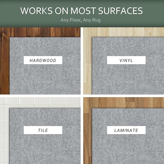 5’ x 7' Thick Felt and Rubber Rug Pad Gripper for Hardwood Floors, Non Slip Cushion Rug Pads for Area Rugs and Tile Floor Protection, Under Carpet Anti Skid Mat, Keep Your Rugs Safe and in Place