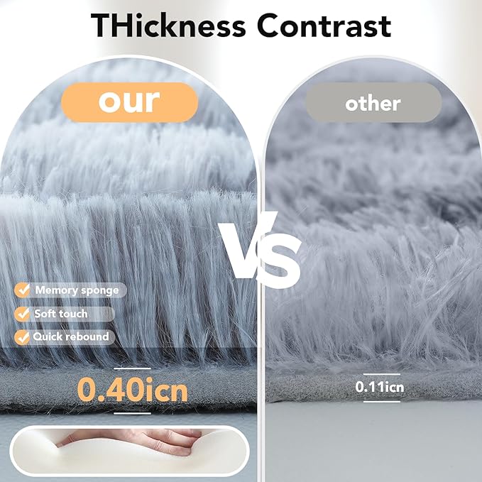 Shag Rugs for Living Room 9x12: 9x12 Area Rugs for Living Room- 9x12 Large Soft Tie-Dyed Light Grey Rugs for Bedroom- Fuzzy Plush Modern Carpets for Kids Room (Tie-Dyed Light Grey, 9x12 Feet