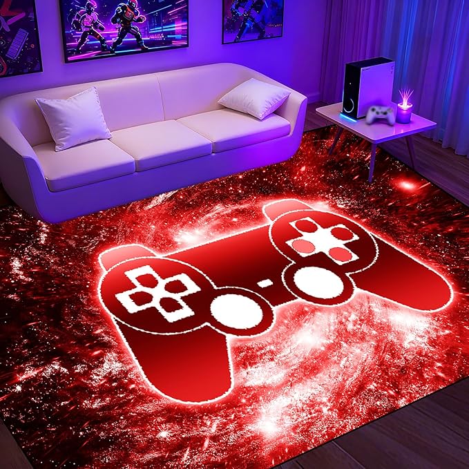 Gaming Rug - Gaming Rug for Boys Room Gamepad Controller Area Rugs for Bedroom Game Room Carpet Gamer Carpet for Boys Room Gamer Floor Mat Kids Mat for Bedroom