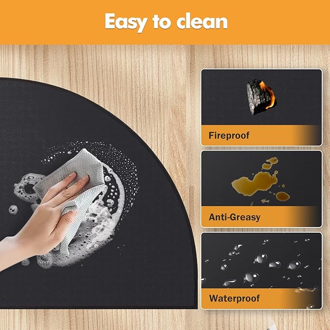 Hearth Rugs for Fireplaces Fire Resistant, 2'7.5" x 3'11.2" Fireproof Fireplace Mat Hearth Rug, Hearth Pads for Wood Stove Fireplace Indoor Outdoor, Protect Floors Carpets from Sparks Embers, Black
